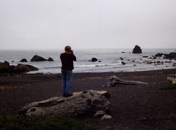 Ron Marlett photographing the beach.