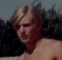Ron Marlett with his surfboard in 1967.