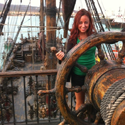 Ron Marlett's friend Brittany at the Black Pearl's helm.