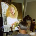 Ron Marlett working on his painting of Samantha.