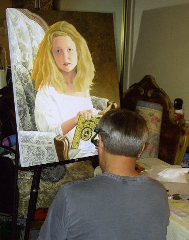 Ron Marlett working on his painting of Samantha.