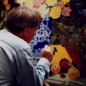 Ron Marlett working on a large still life.