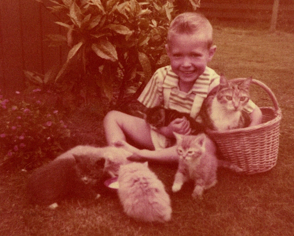 Ron Marlett with some kittens.