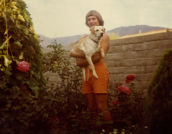 Ron Marlett holding a dog in Westlake Village,