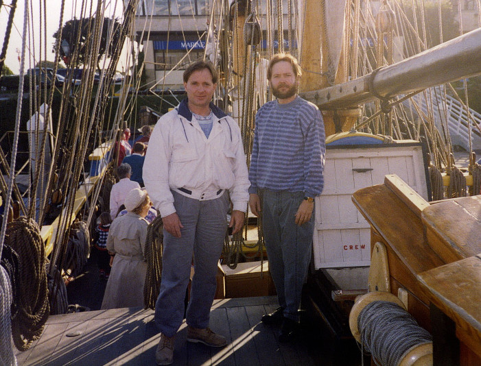 Ron Marlett with his brother Rich onboard the Lady Washington.