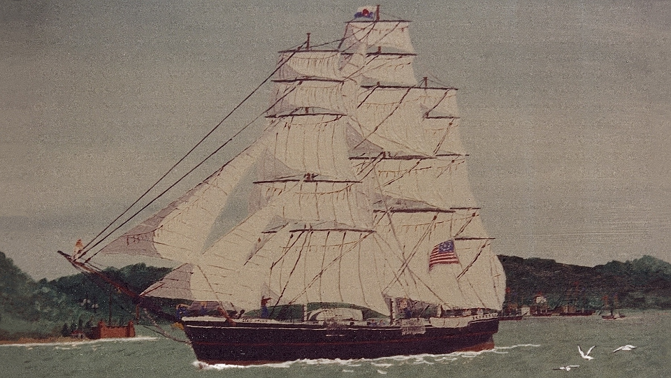 Ron Marlett's earlier painting of a clipper ship.