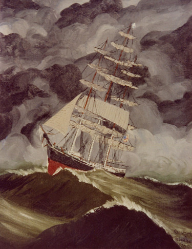 Ron Marlett's earlier painting of a sailing ship.