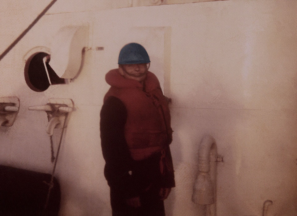 Ron Marlett onboard the USCGC Winnebago.