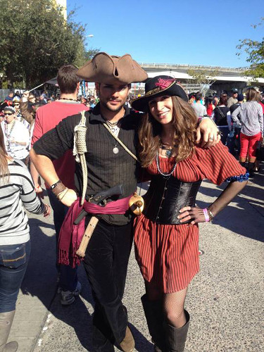 Greg Marlett and his friend Maral in their pirate costumes.