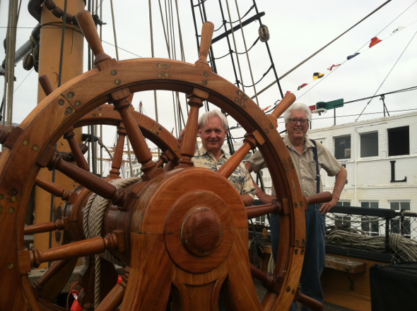 Ron Marlett and John Mack onboard the HMS Surprise.