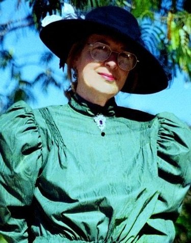 Ron Marlett's sister Glennis wearing her Edwardian dress.